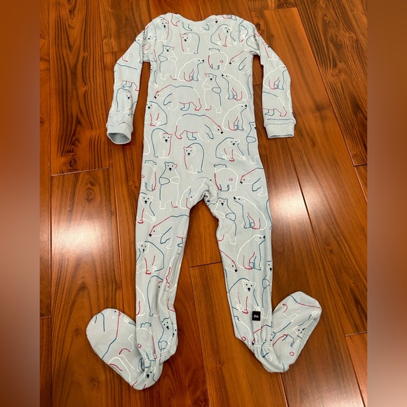 Polar Bear Night Night Footed Pajamas in light blue by Tea Collection - Picture 2 of 5